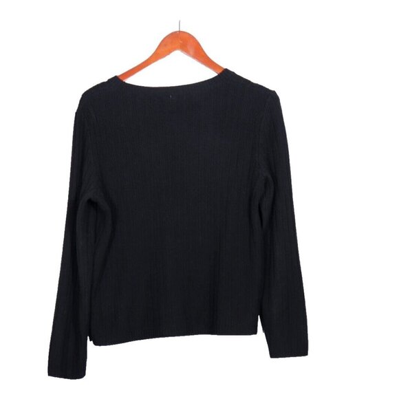A.P.C. Women's Small Black Crew Neck Cardigan Sweater Merino Knit Button-Up Top - Picture 7 of 9
